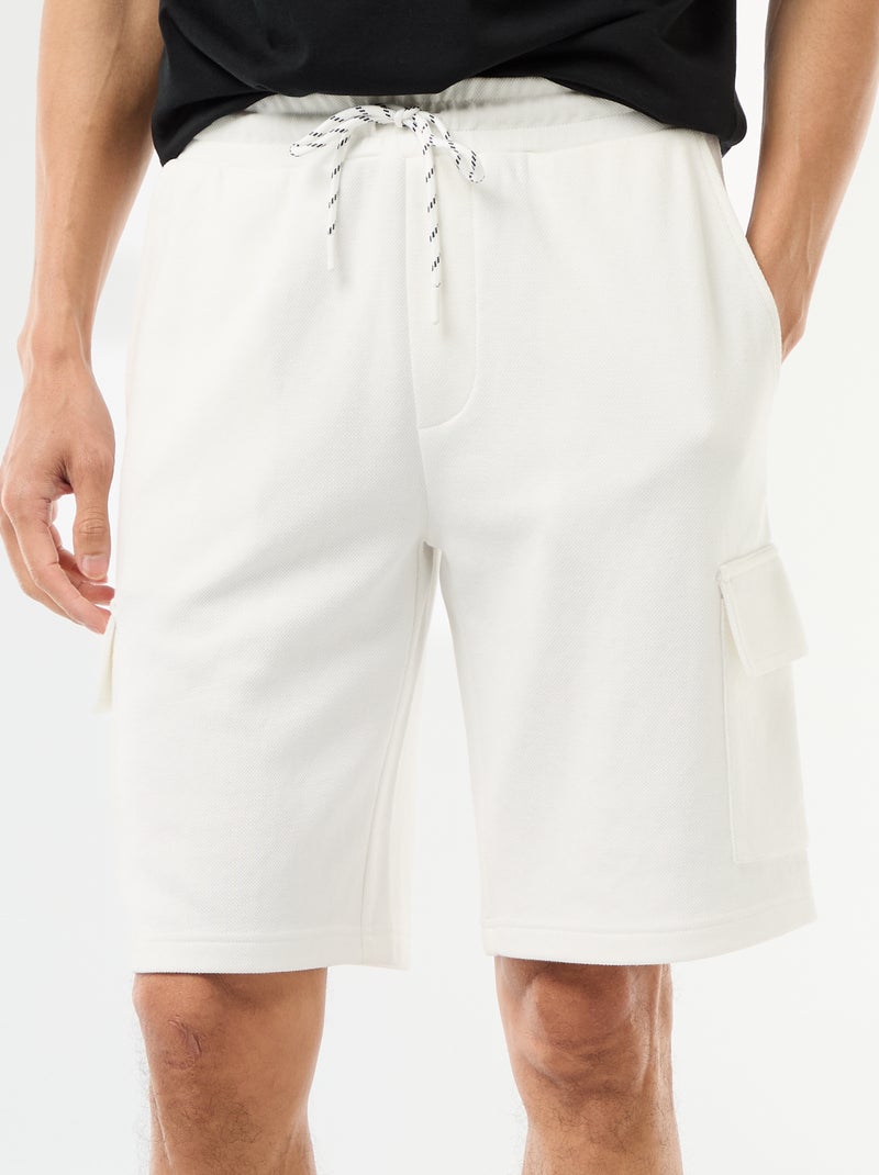 Bermuda de piqué de algodón multibolsillos Blanco - Kiabi