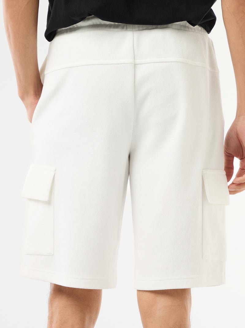 Bermuda de piqué de algodón multibolsillos Blanco - Kiabi