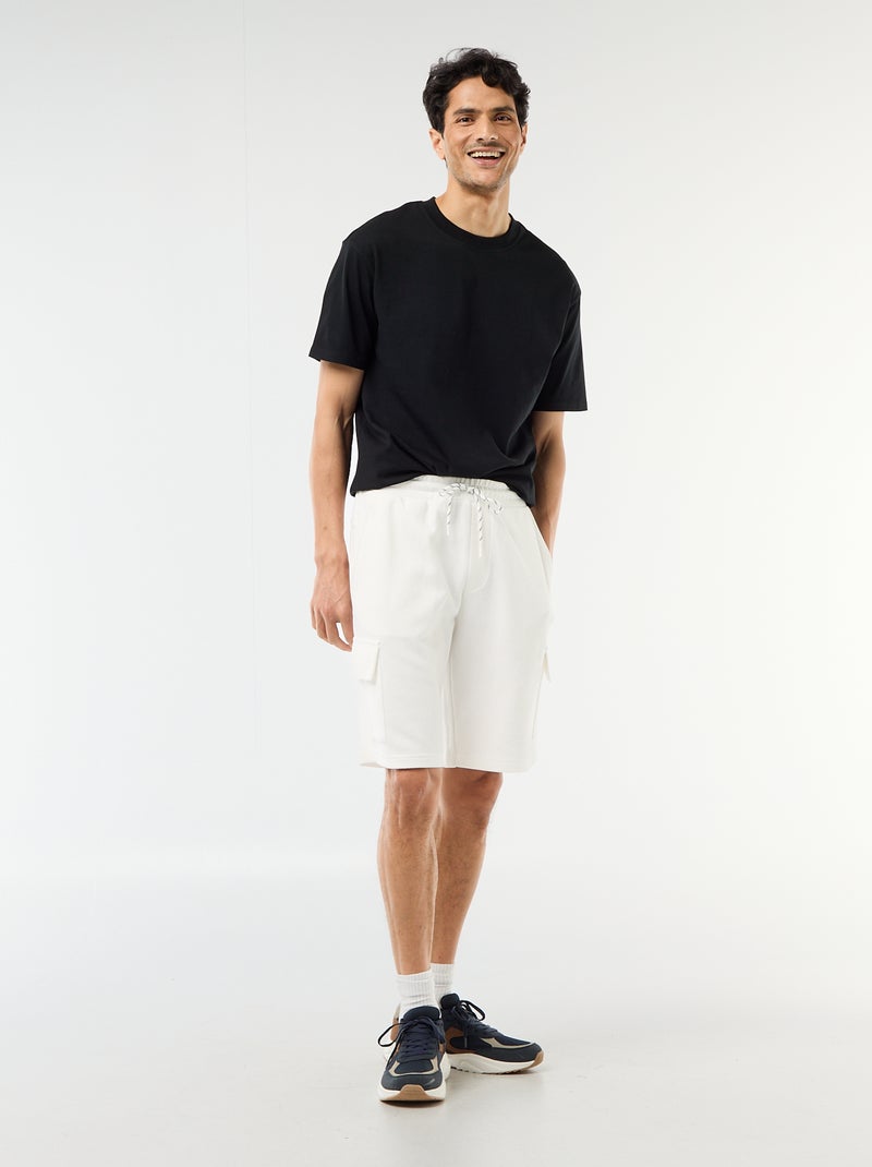 Bermuda de piqué de algodón multibolsillos Blanco - Kiabi