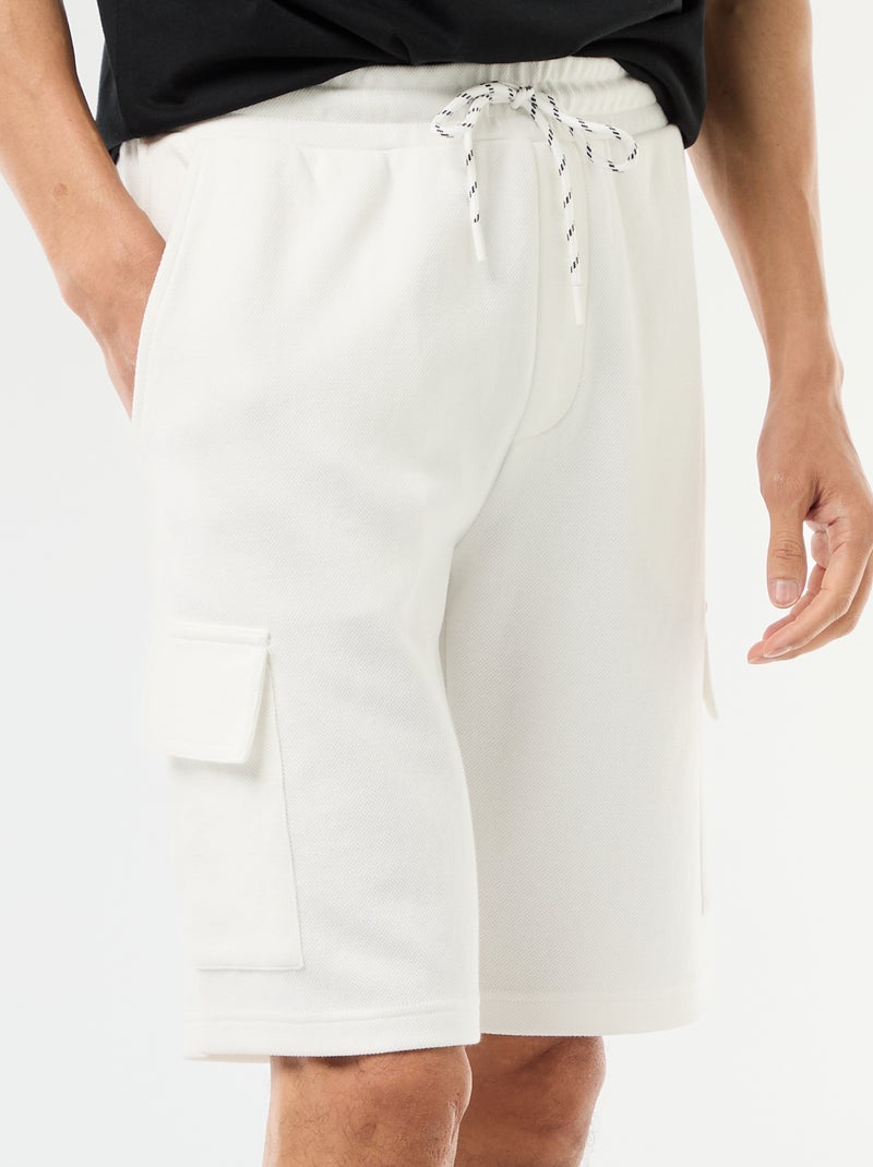 Bermuda de piqué de algodón multibolsillos Blanco - Kiabi