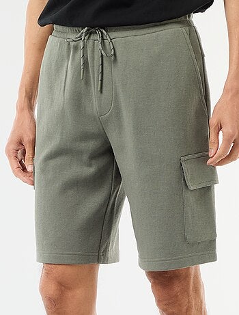 Bermuda de piqué de algodón multibolsillos