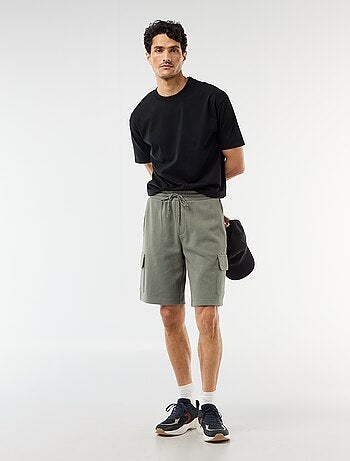 Bermuda de piqué de algodón multibolsillos