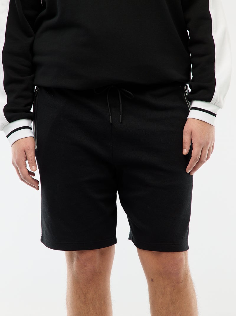 Bermuda de piqué de algodón Negro - Kiabi