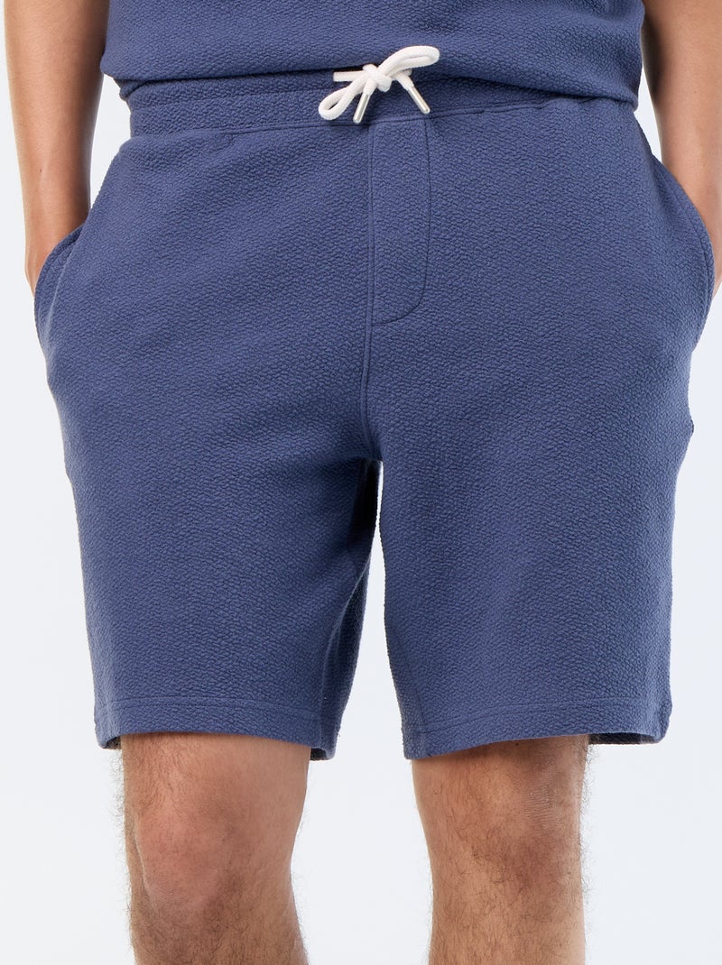 Bermuda de punto grueso liso Azul - Kiabi