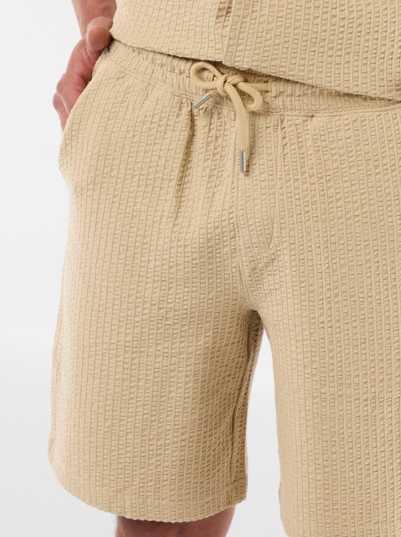 Bermuda de punto grueso liso Beige - Kiabi