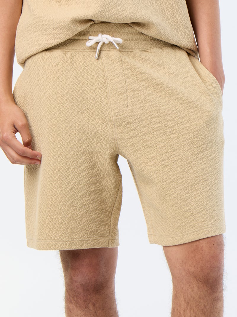 Bermuda de punto grueso liso Beige - Kiabi