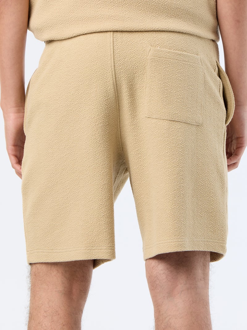 Bermuda de punto grueso liso Beige - Kiabi