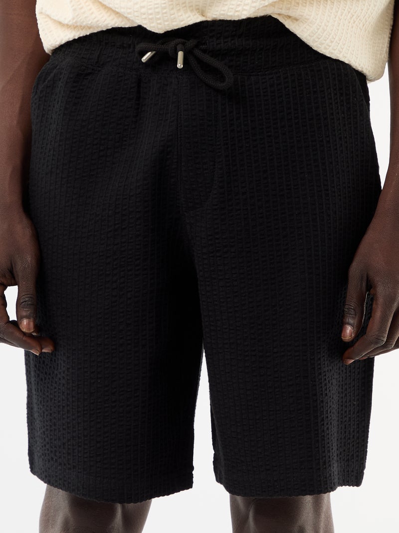 Bermuda de punto grueso liso Negro - Kiabi