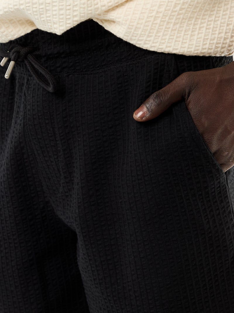 Bermuda de punto grueso liso Negro - Kiabi