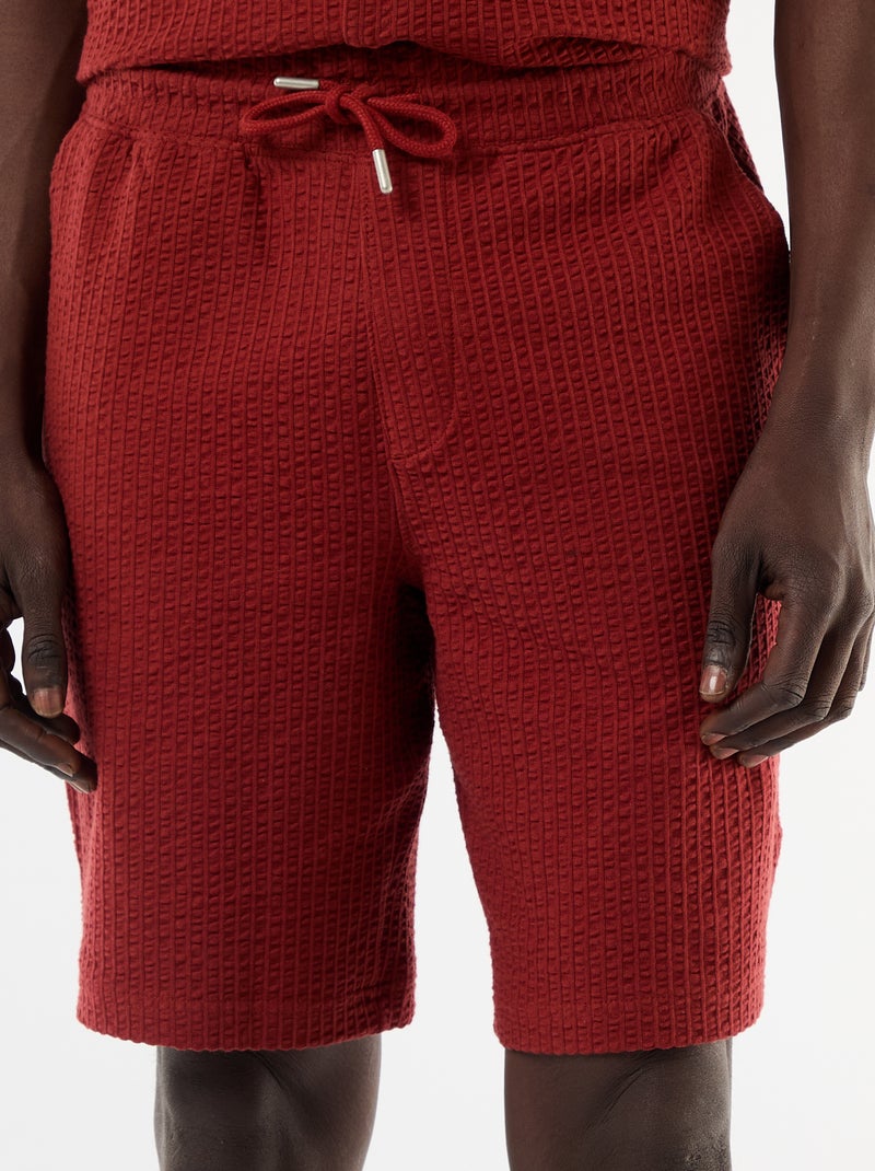 Bermuda de punto grueso liso Rojo - Kiabi