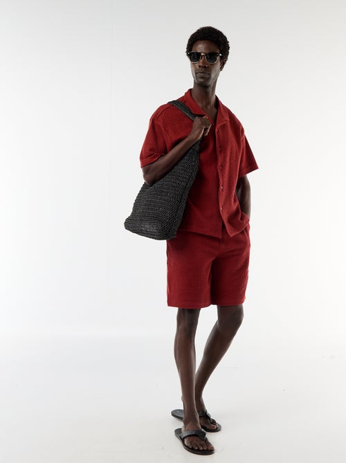 Bermuda de punto grueso liso - Kiabi