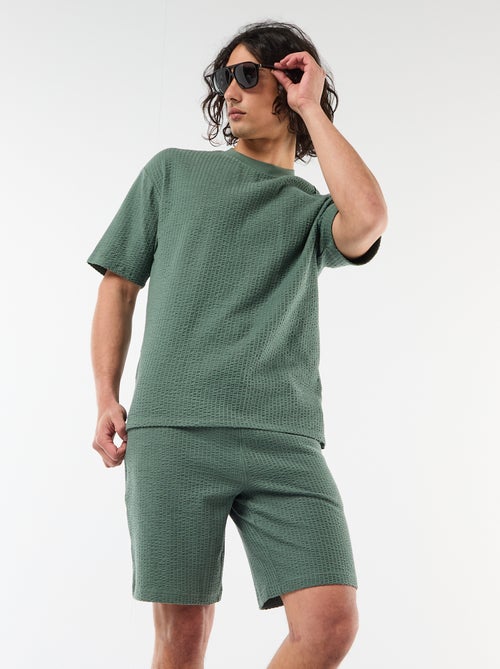 Bermuda de punto grueso liso - Kiabi