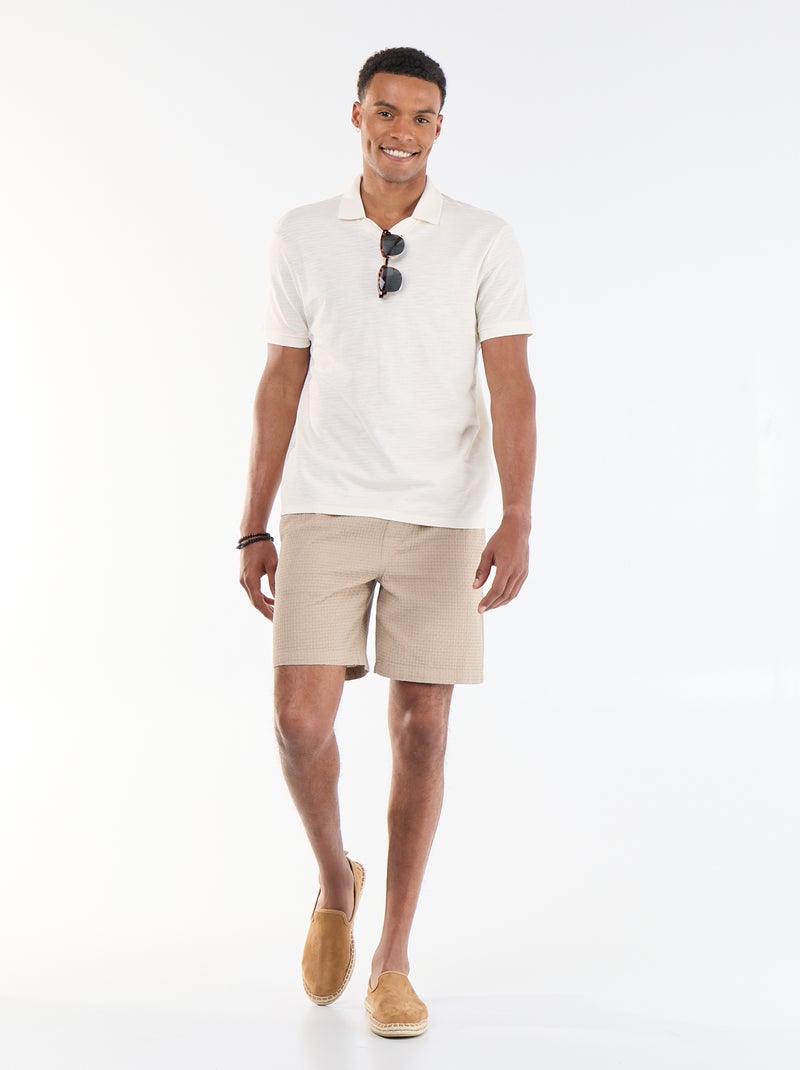 Bermuda de punto piqué Beige - Kiabi