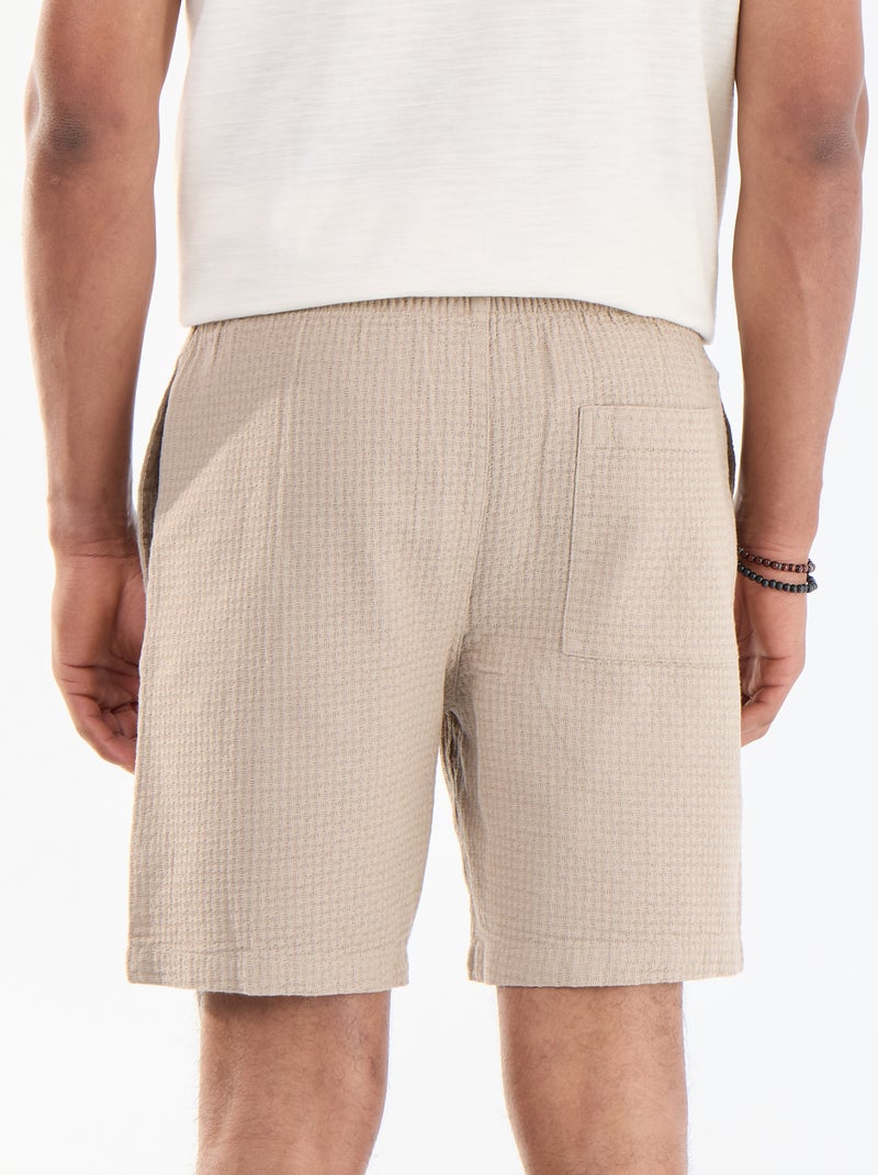 Bermuda de punto piqué Beige - Kiabi