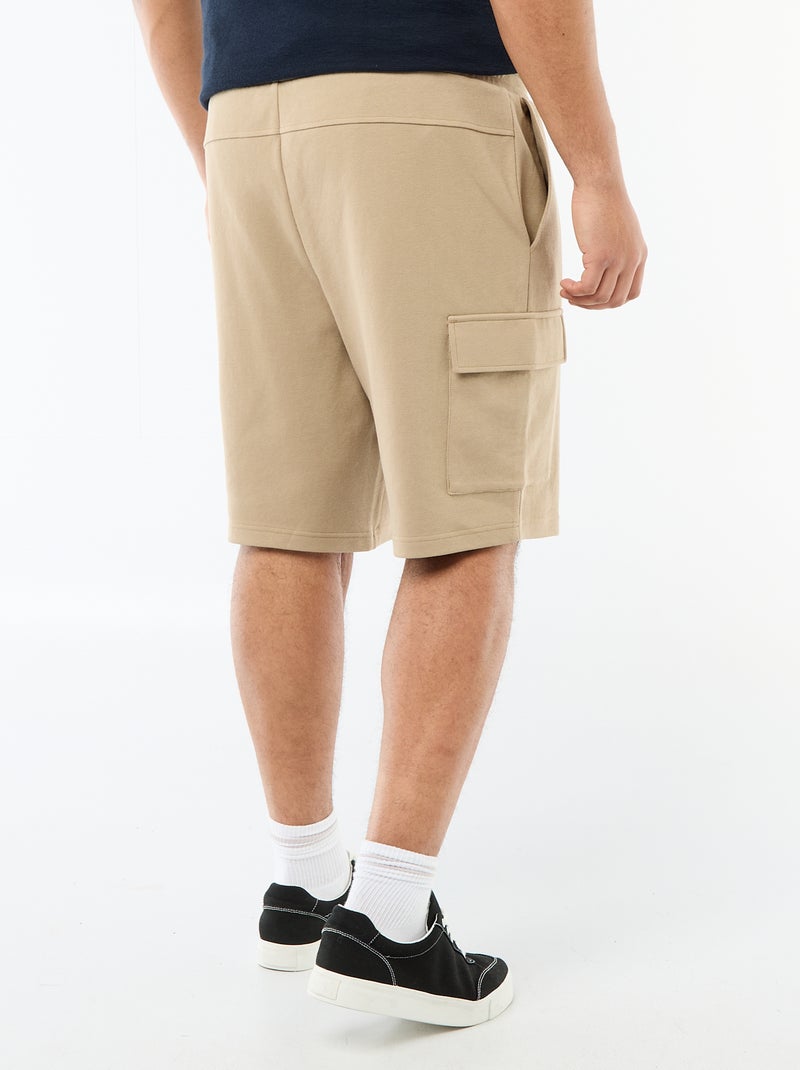 Bermuda de punto piqué con bolsillos de solapa Beige - Kiabi