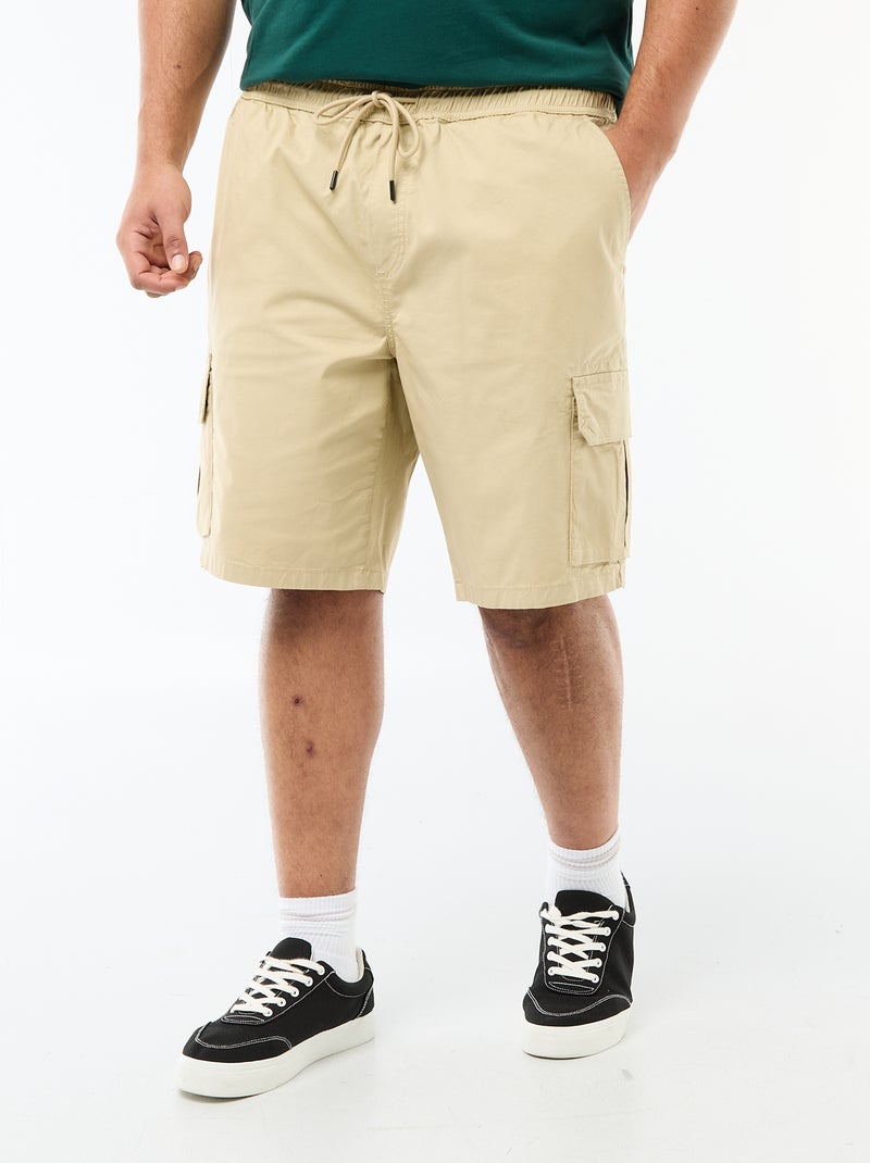 Bermuda de sarga multibolsillos Beige - Kiabi