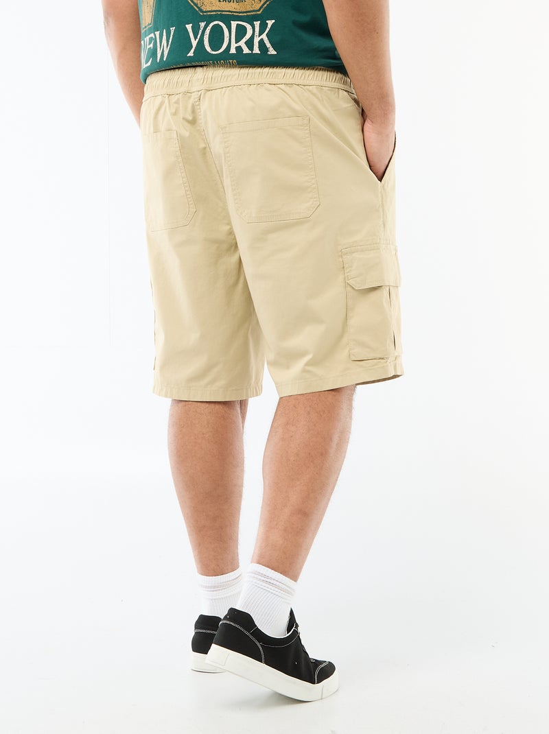 Bermuda de sarga multibolsillos Beige - Kiabi