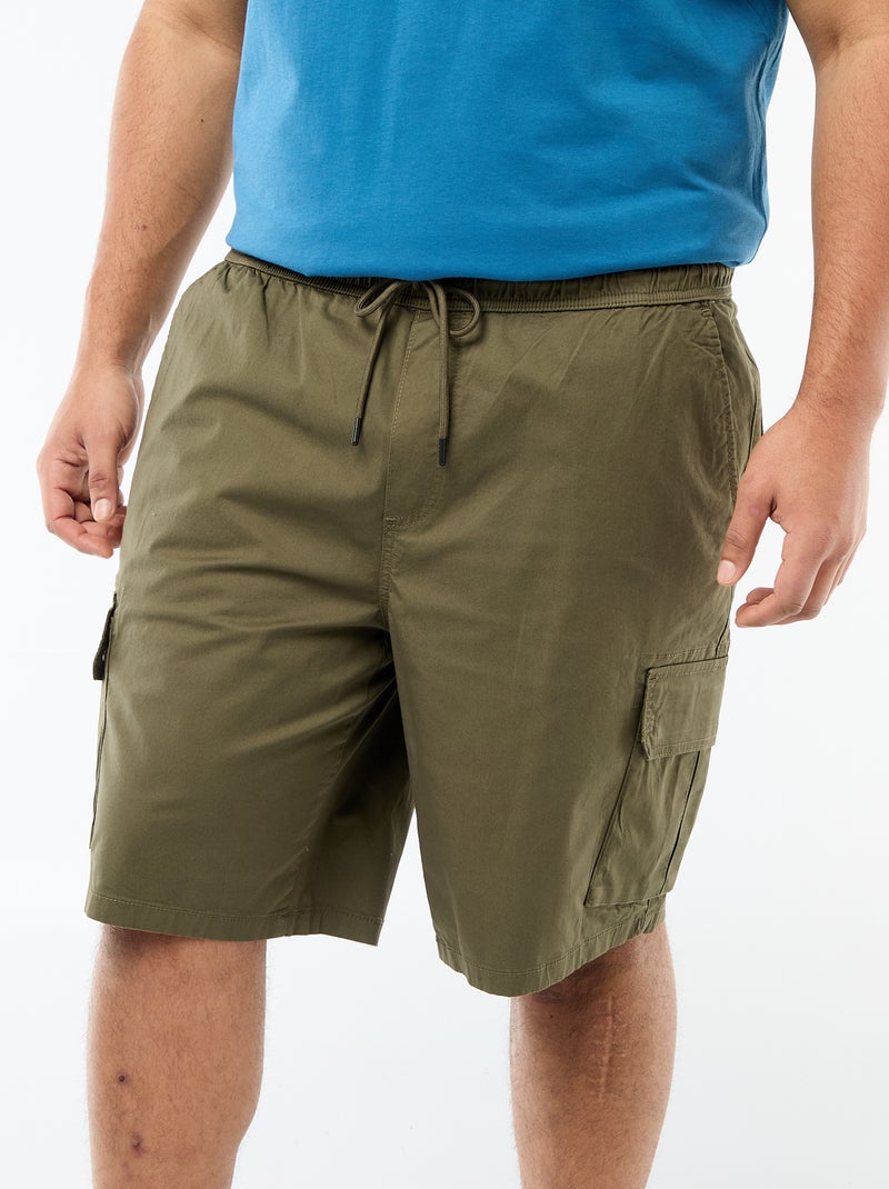 Bermuda de sarga multibolsillos Kaki - Kiabi