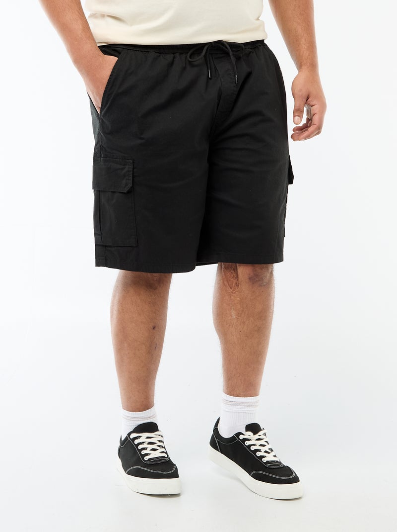 Bermuda de sarga multibolsillos Negro - Kiabi