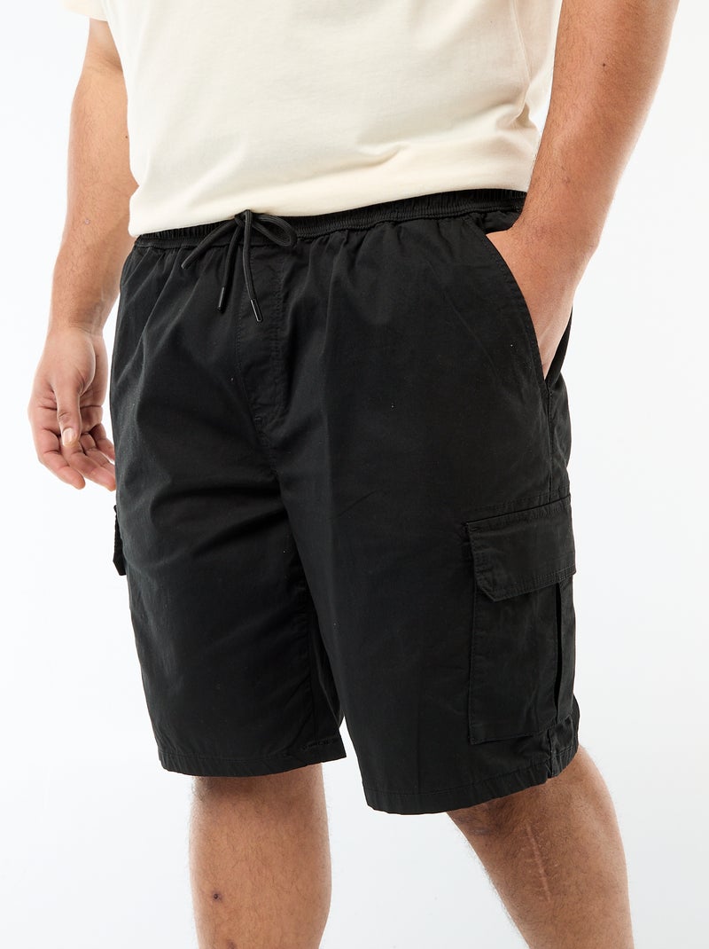 Bermuda de sarga multibolsillos Negro - Kiabi