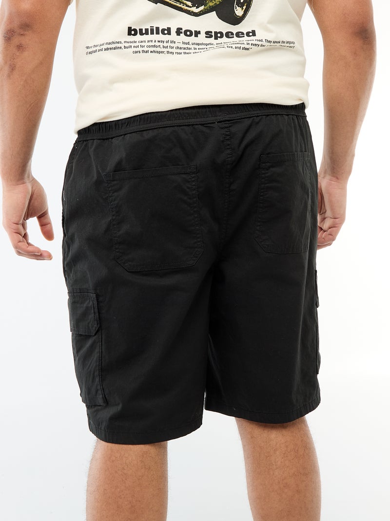 Bermuda de sarga multibolsillos Negro - Kiabi