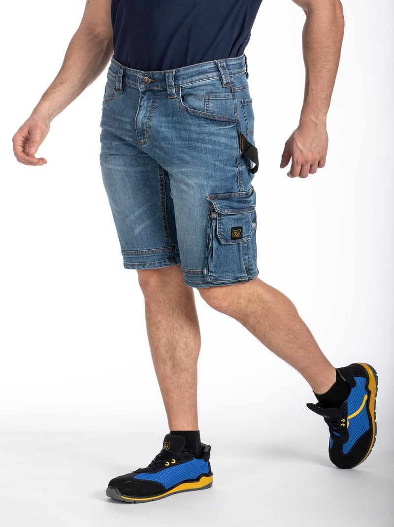 Bermuda de trabajo multipolso denim elástica DENIM 'Rica Lewis' Azul - Kiabi