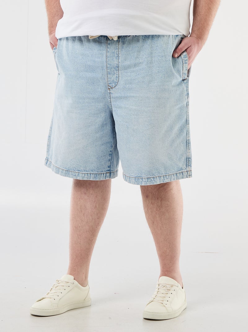 Bermuda de twill con cordones ajustables Azul - Kiabi