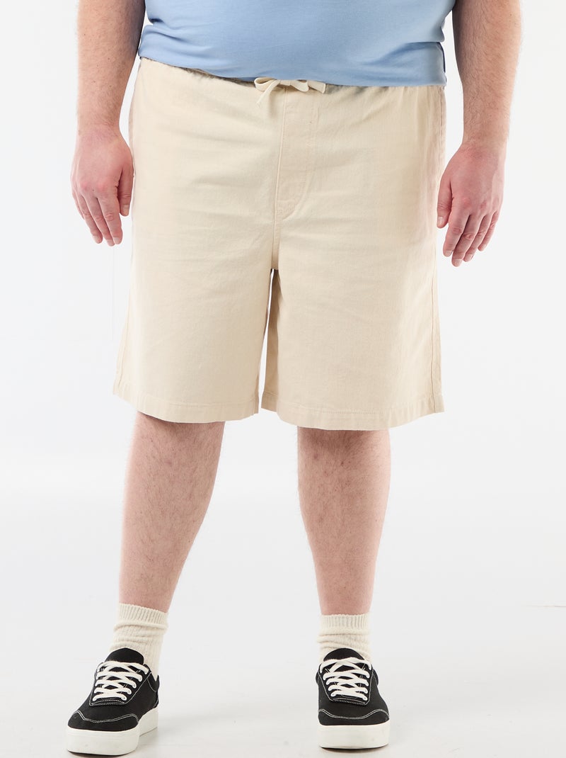Bermuda de twill con cordones ajustables Blanco - Kiabi