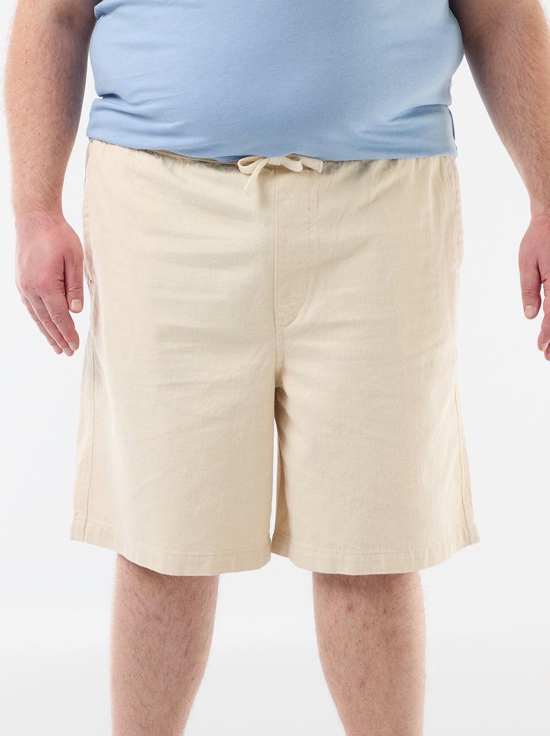 Bermuda de twill con cordones ajustables Blanco - Kiabi