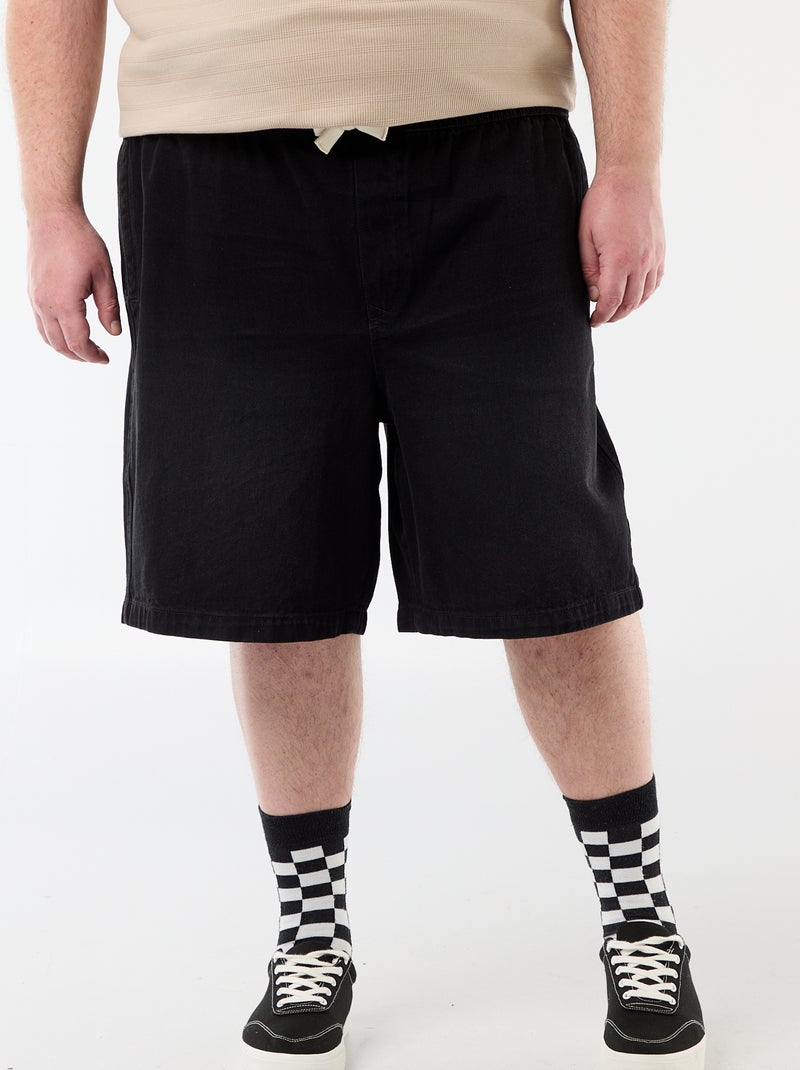 Bermuda de twill con cordones ajustables Negro - Kiabi