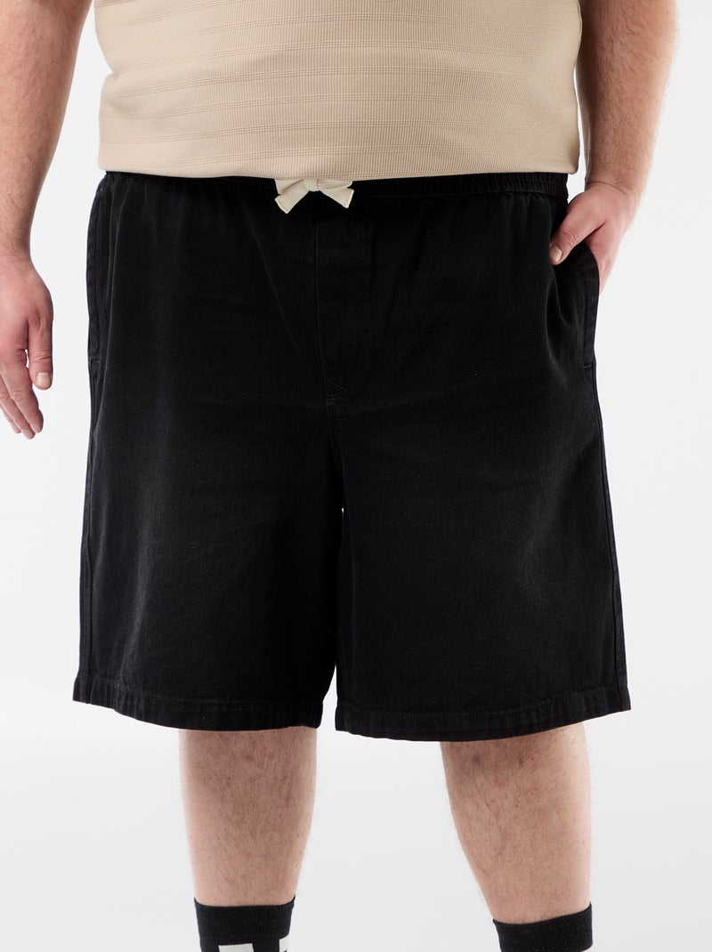 Bermuda de twill con cordones ajustables Negro - Kiabi