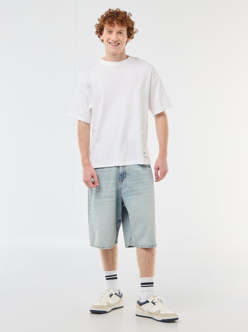 Bermuda denim baggy de algodón - Kiabi
