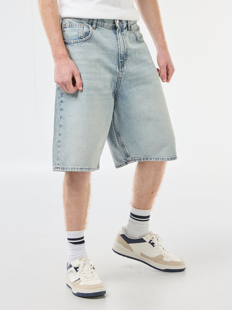 Bermuda denim baggy de algodón Azul - Kiabi