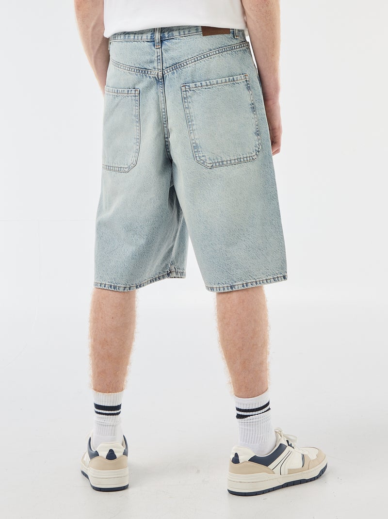 Bermuda denim baggy de algodón Azul - Kiabi