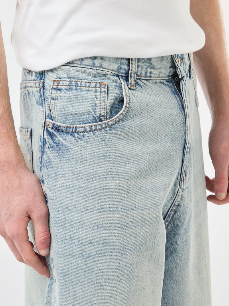 Bermuda denim baggy de algodón Azul - Kiabi