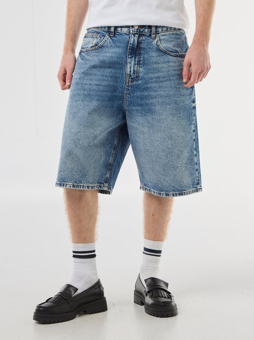 Bermuda denim baggy de algodón - Kiabi