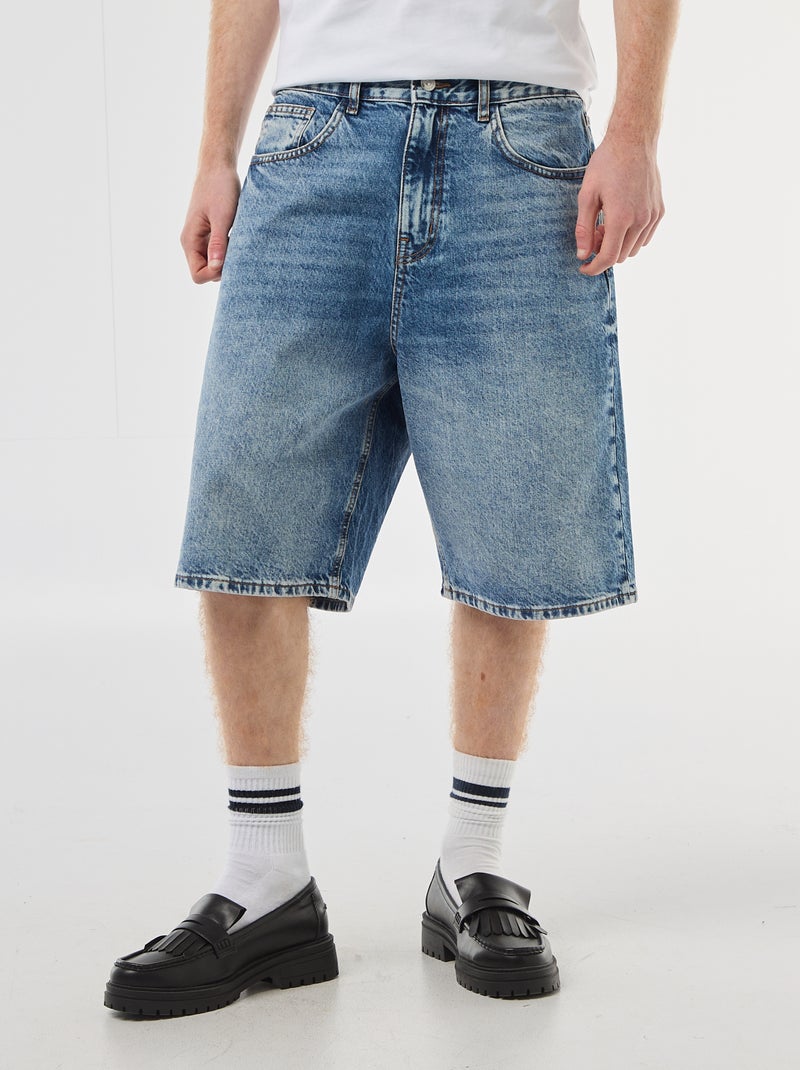 Bermuda denim baggy de algodón Azul - Kiabi