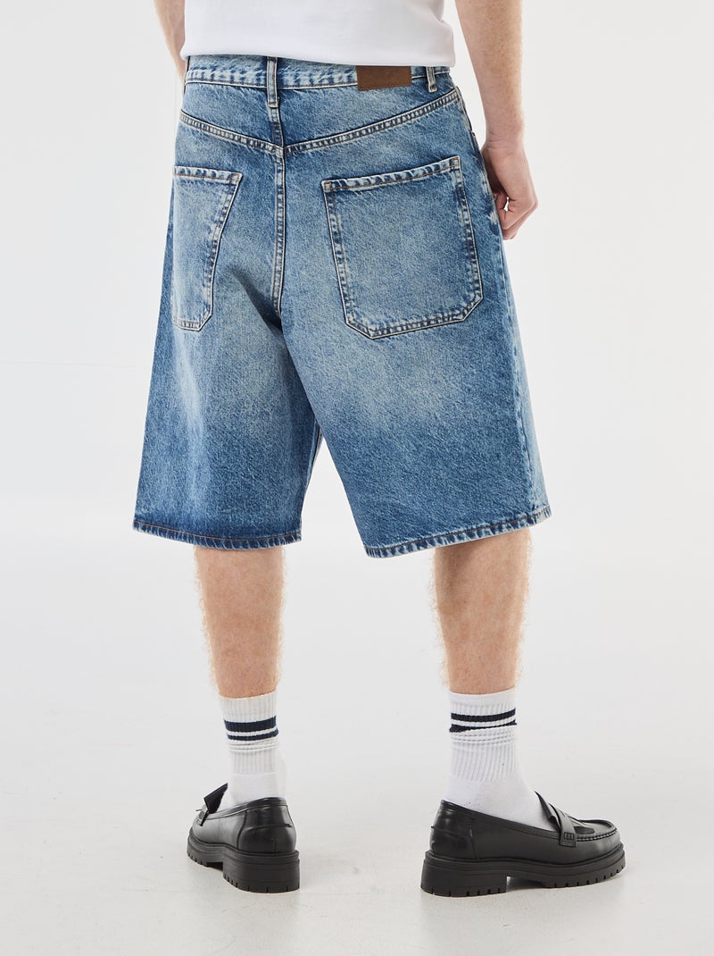 Bermuda denim baggy de algodón Azul - Kiabi