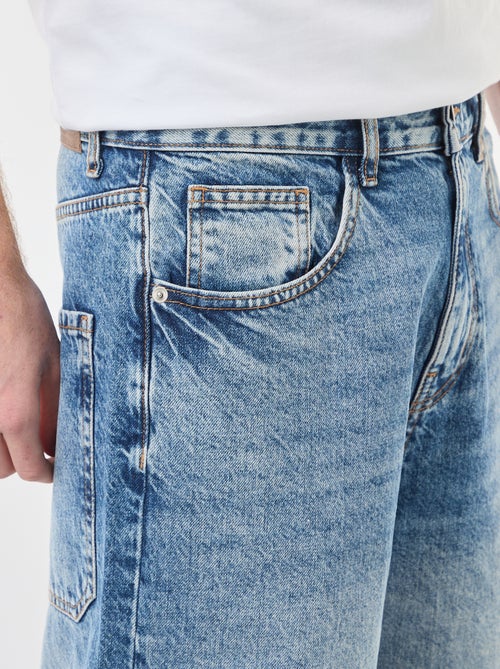 Bermuda denim baggy de algodón - Kiabi