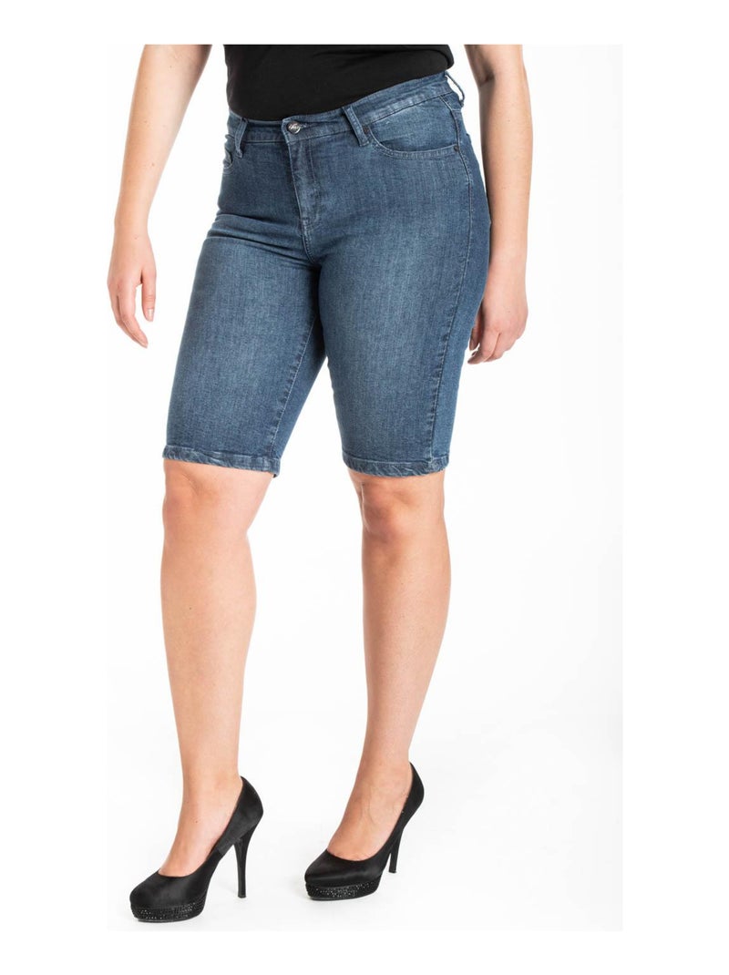 Bermuda denim con cinturón elástico 'OBER' Azul - Kiabi