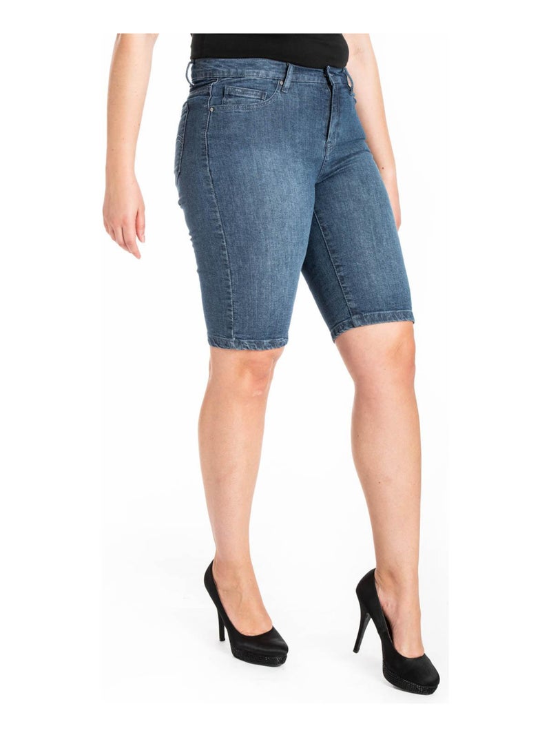 Bermuda denim con cinturón elástico 'OBER' Azul - Kiabi
