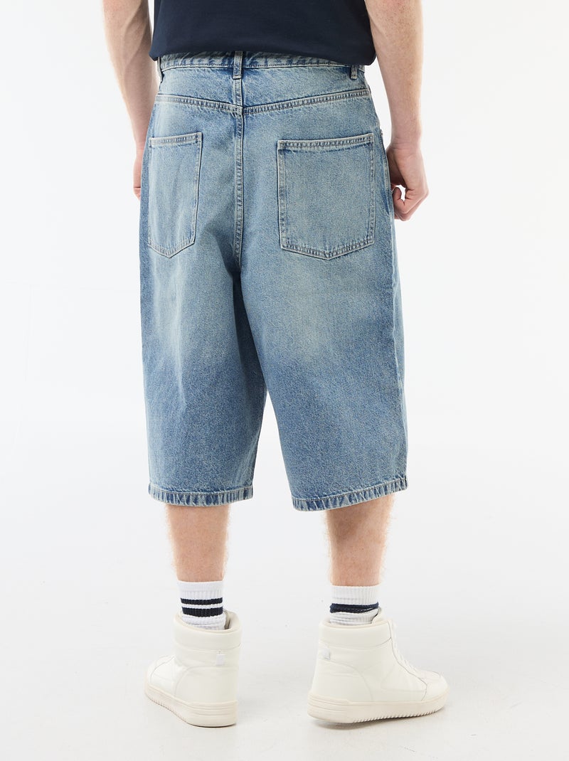Bermuda largo denim de algodón Azul - Kiabi