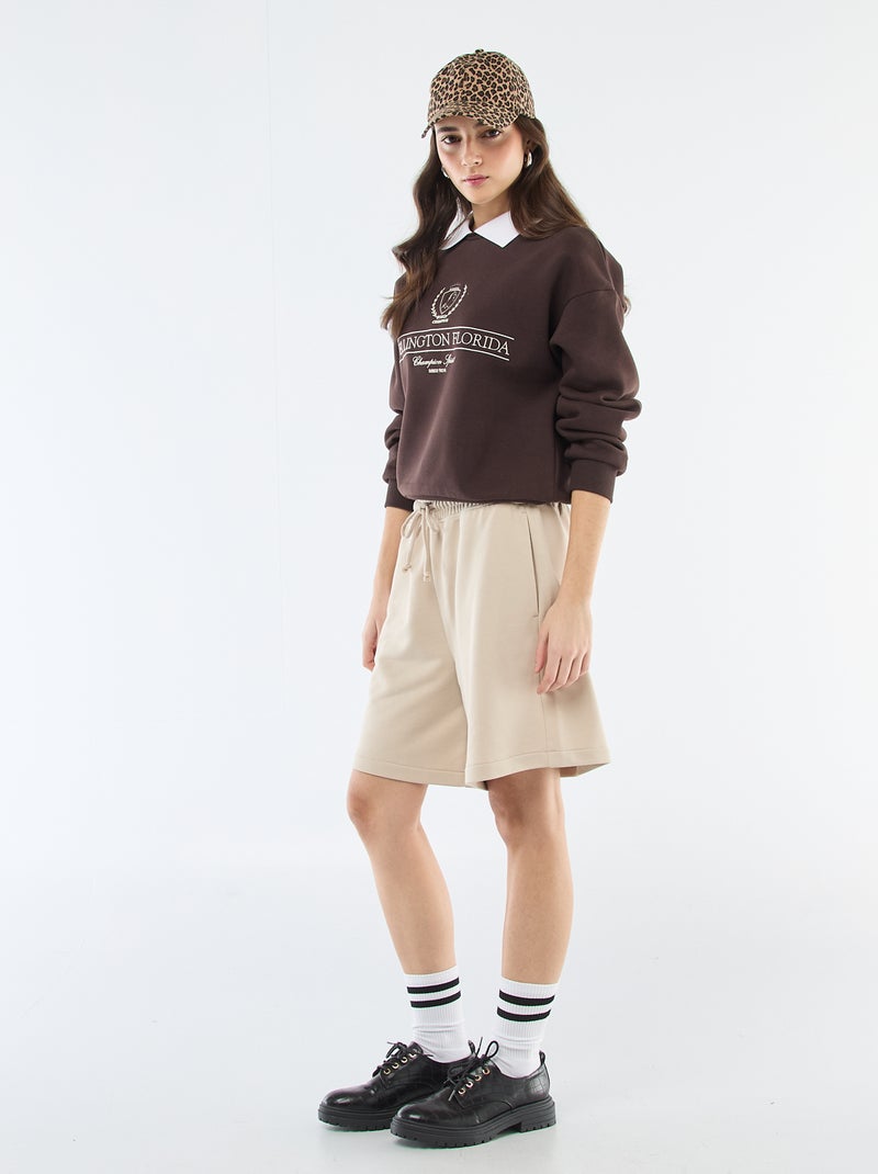 Bermuda largo en felpa Beige - Kiabi