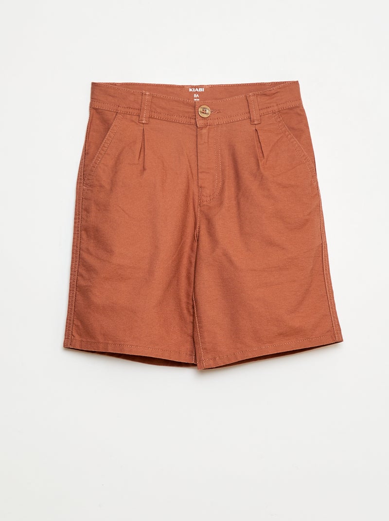 Bermuda ligero efecto lino en Oxford Marron - Kiabi
