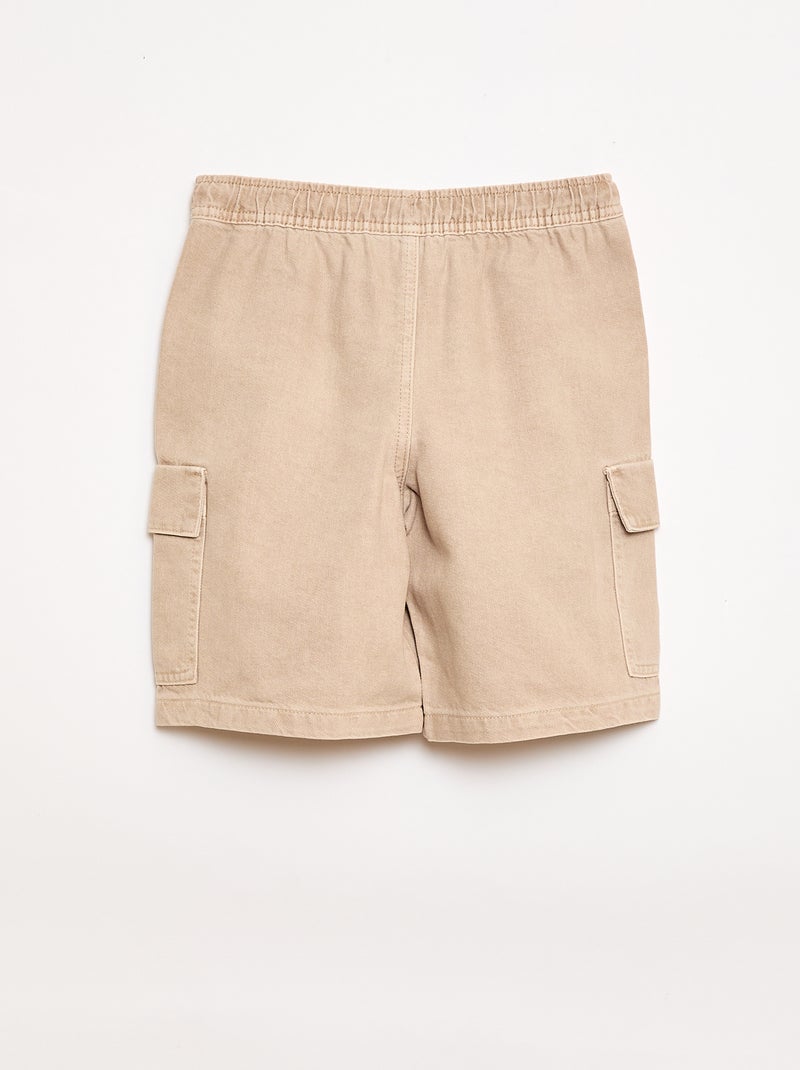 Bermuda liso con cordón en algodón Beige - Kiabi