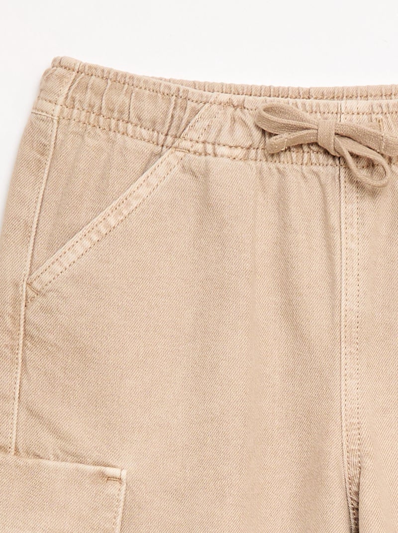 Bermuda liso con cordón en algodón Beige - Kiabi