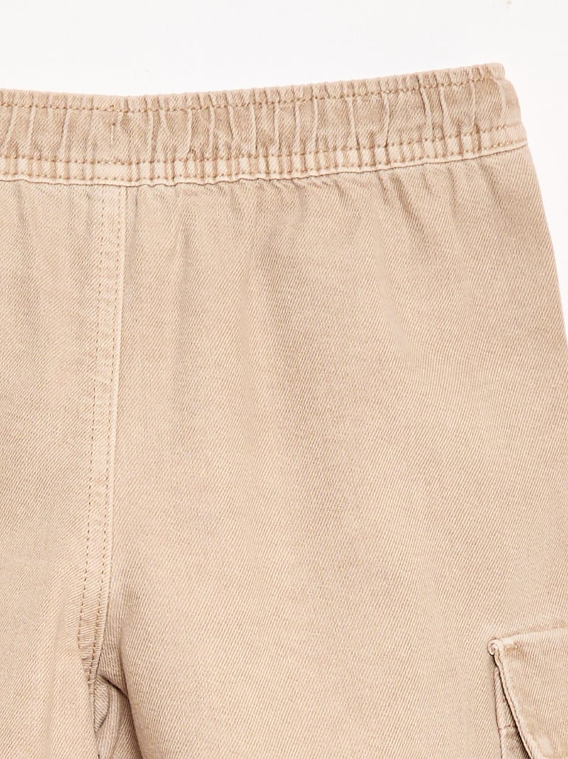 Bermuda liso con cordón en algodón Beige - Kiabi