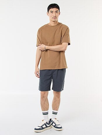 Bermuda liso de algodón y lino