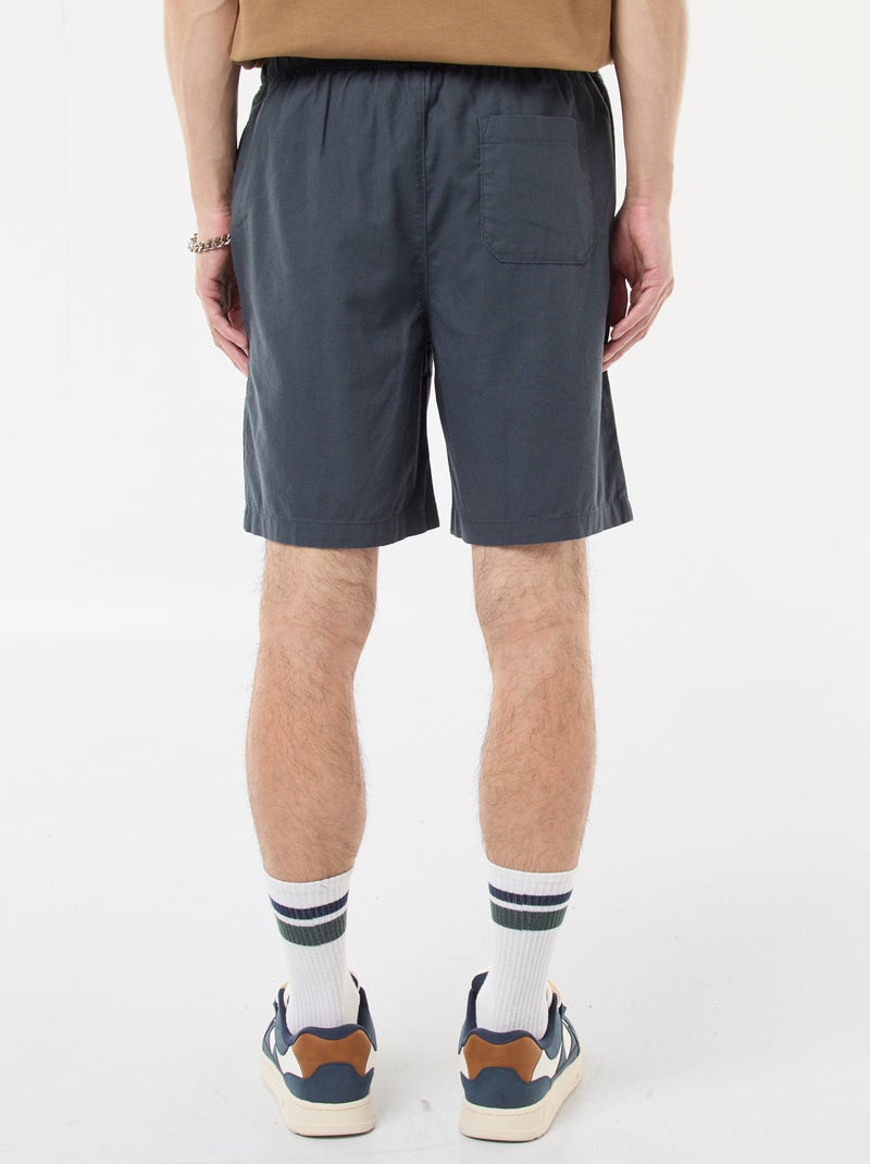 Bermuda liso de algodón y lino Azul - Kiabi