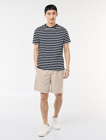 Bermuda liso de algodón y lino